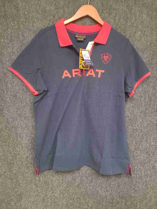 Ariat Women's Navy Red Team Logo Polo Shirt NWT Size XXL Equestrian