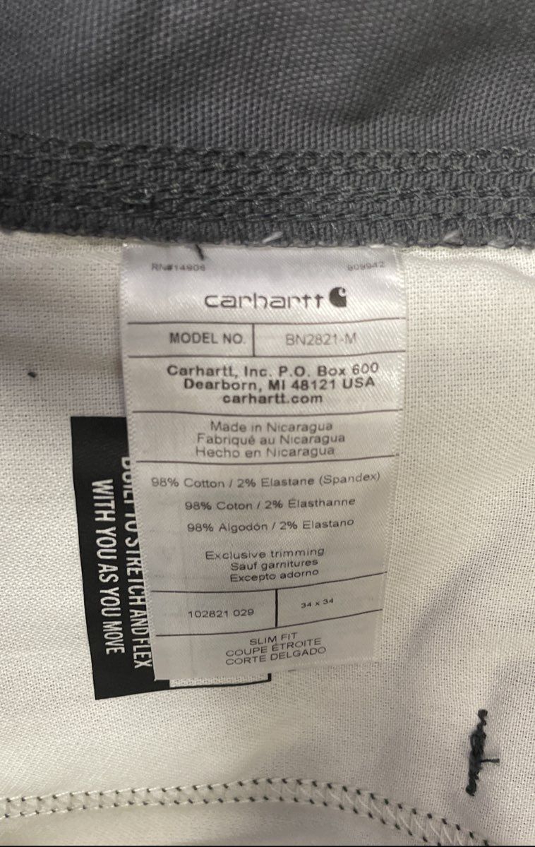 Carhartt Men's Gray Rugged Flex Rigby 5-Pocket Slim Fit Stretch Pants 34x34 NWT