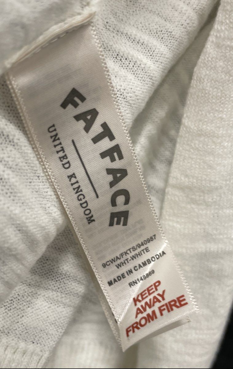Fat Face Women's White Pointelle Knit Open Front Slub Cardigan Sweater Sz 10