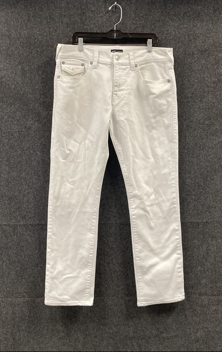 True Religion Men's Ricky Relaxed Straight White Denim Stretch Jeans Sz 34