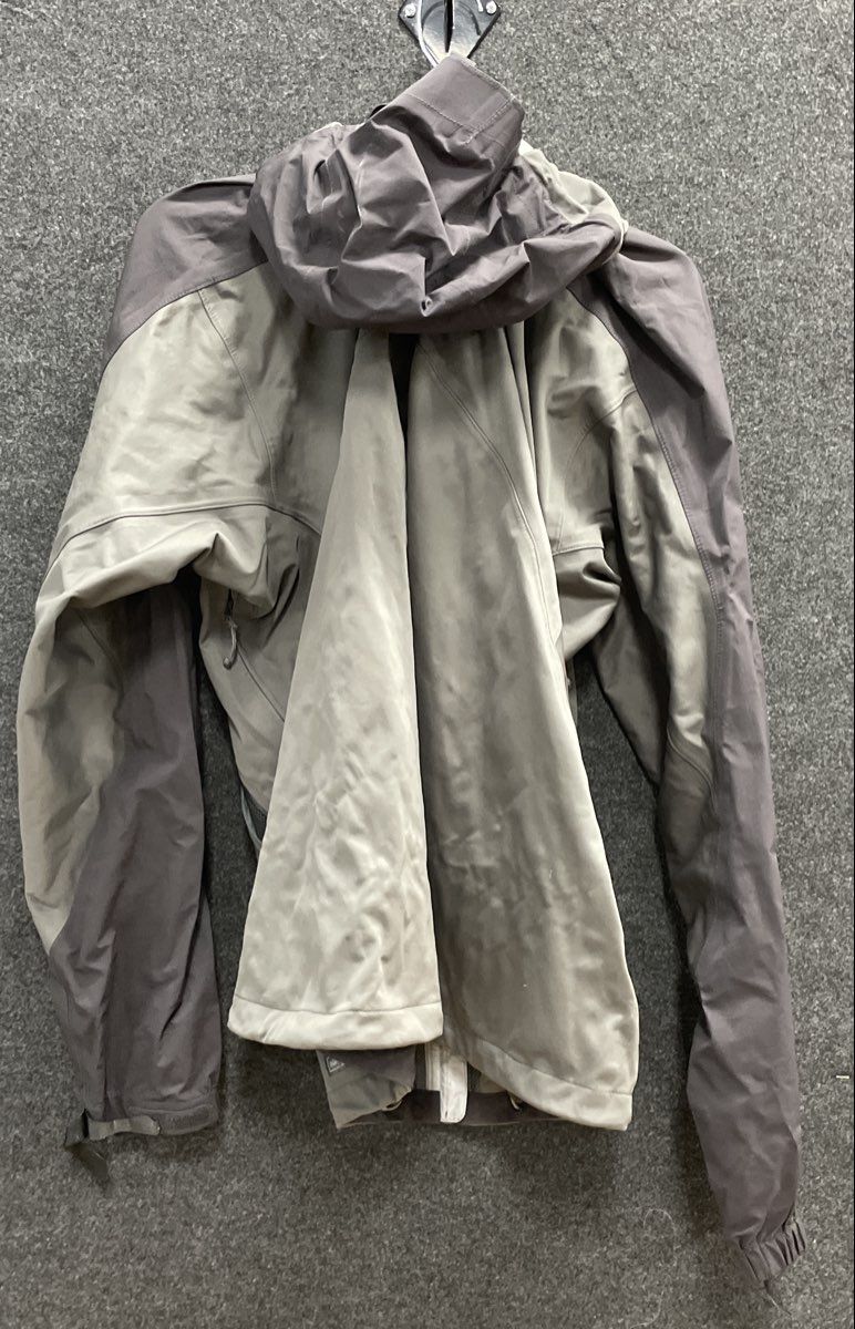 REI Men's Two Tone Gray Full Zip Hooded Shell Rain Jacket Windbreaker Size XL