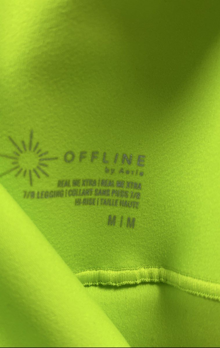 OFFLINE by Aerie Women's Real Me Xtra 7/8 Leggings Neon Yellow Hi-Rise M NWT
