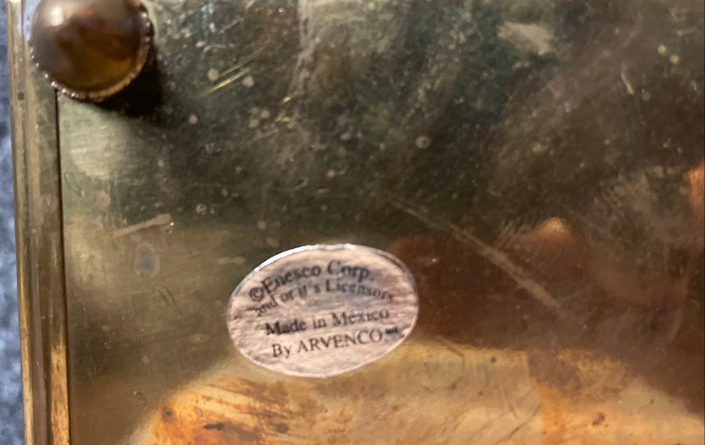 Vintage Enesco Music Box Sandra Kuck Angel Art Brass & Tortoise Shell Finish