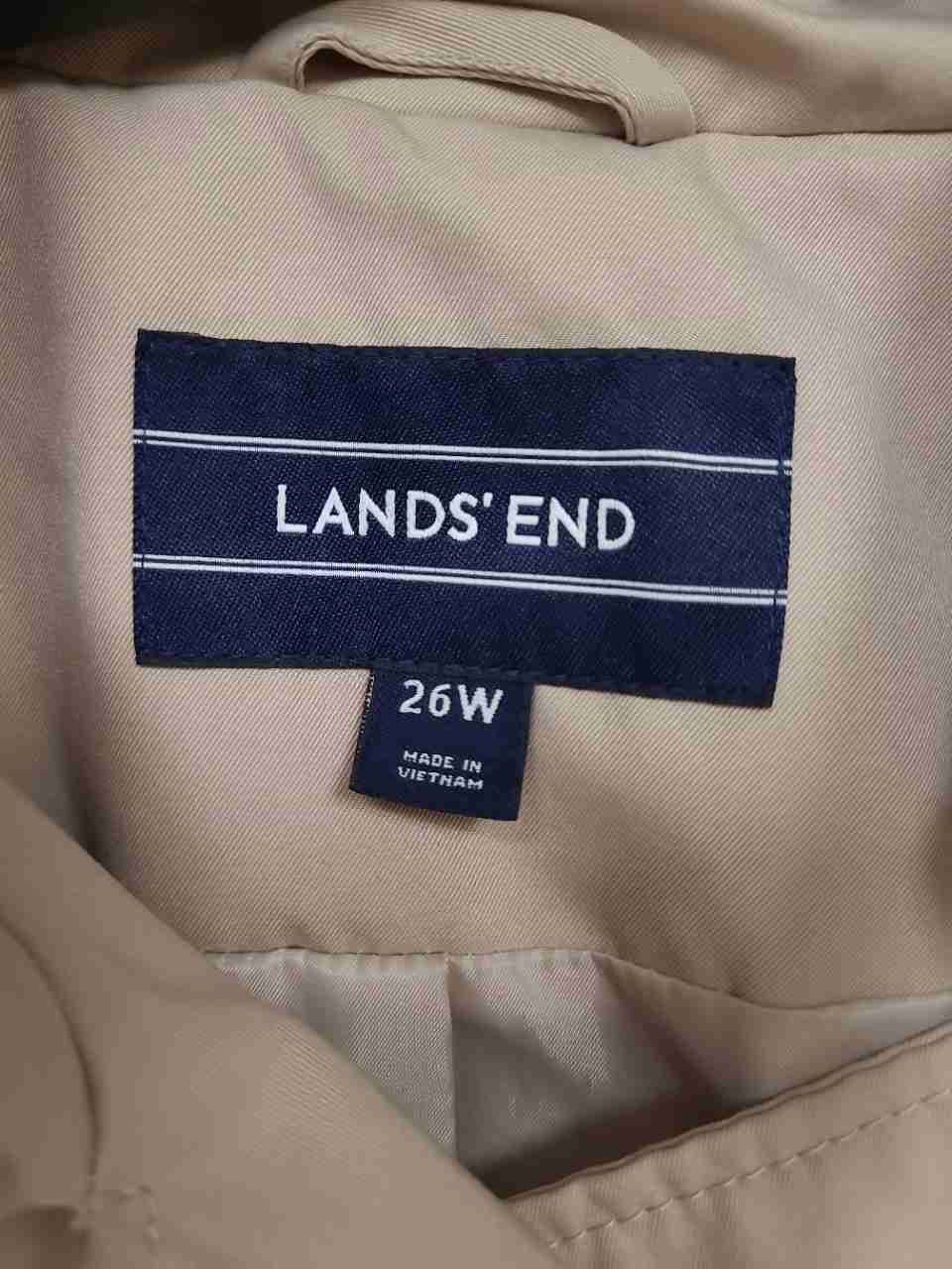 Lands' End Women's Beige Double Breasted Trench Coat Plus Size 26W