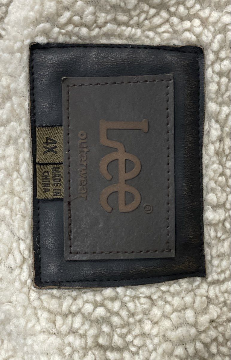 Lee Men's Brown Faux Leather Sherpa Lined Zip Front Jacket Sz 4X