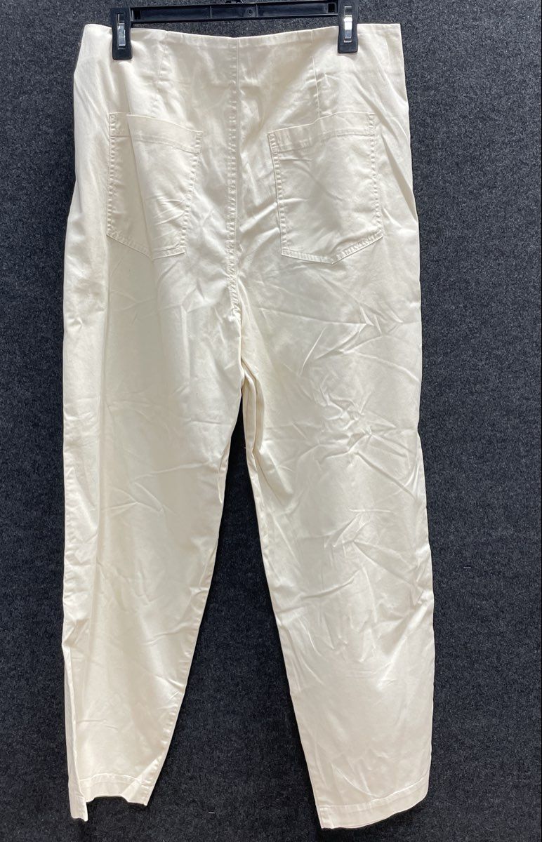Abercrombie & Fitch Women's Pleated Cotton Pants Cream Straight Leg Sz 31L