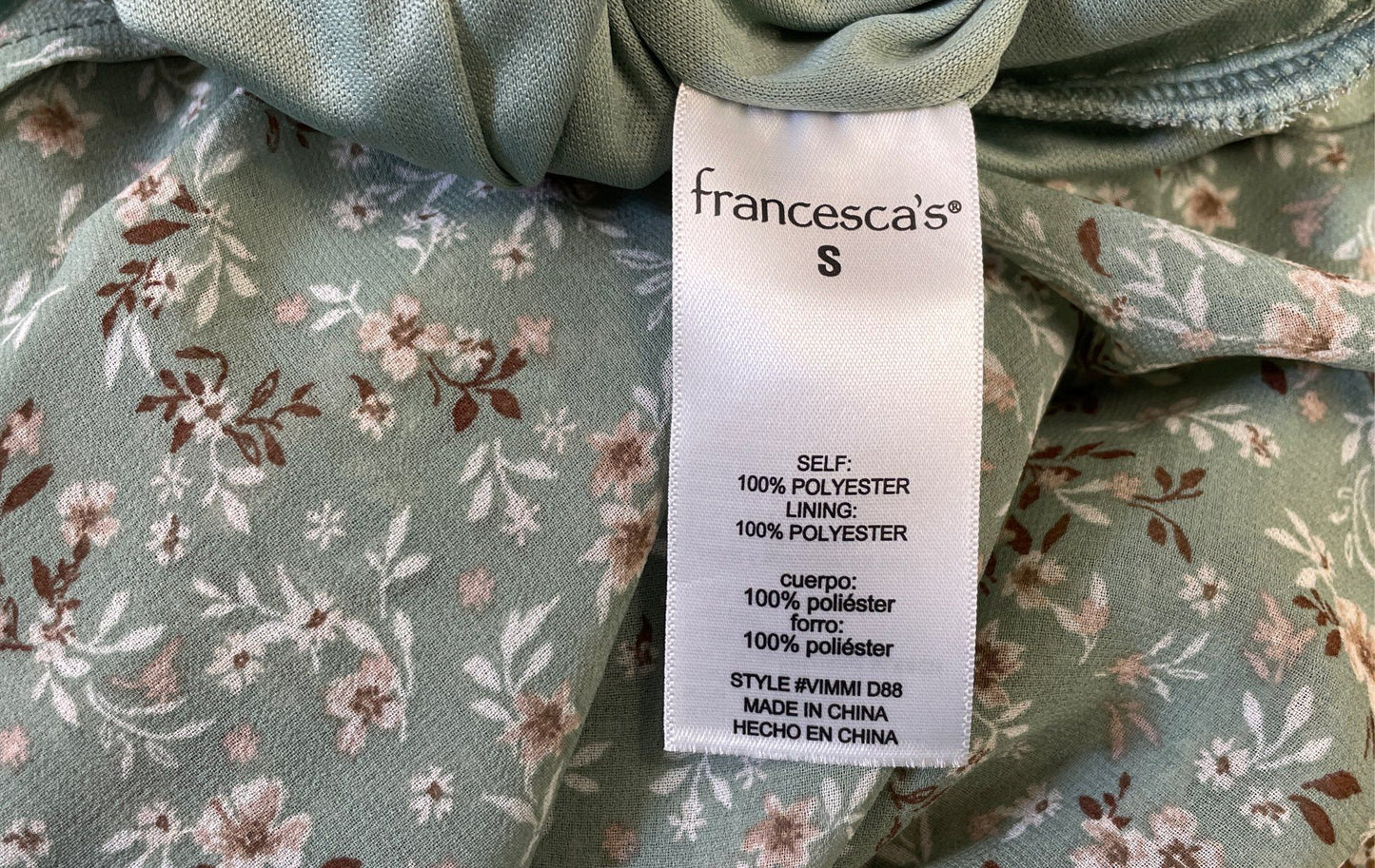 Francesca's Women's Sage Green Floral Ruffled Romper Puff Sleeve NWT Sz S
