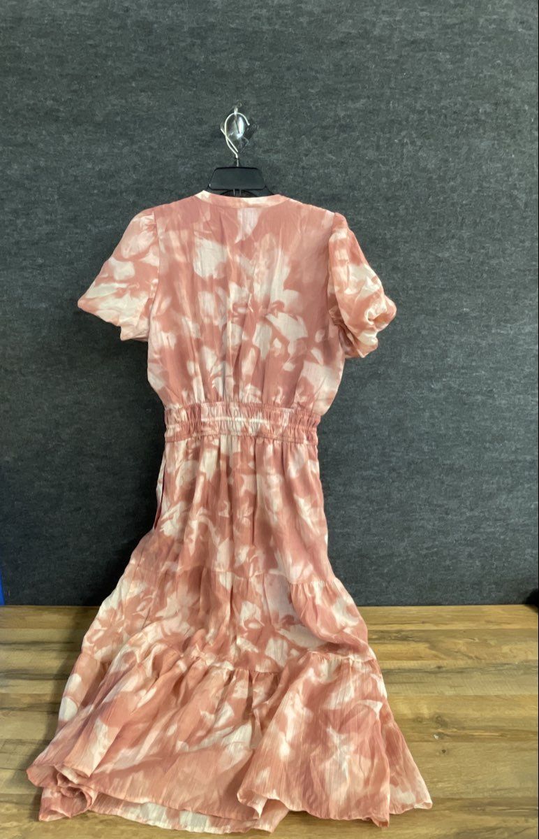 Simply Vera Vera Wang Women's Pink White Floral Tiered Maxi Dress Sz M