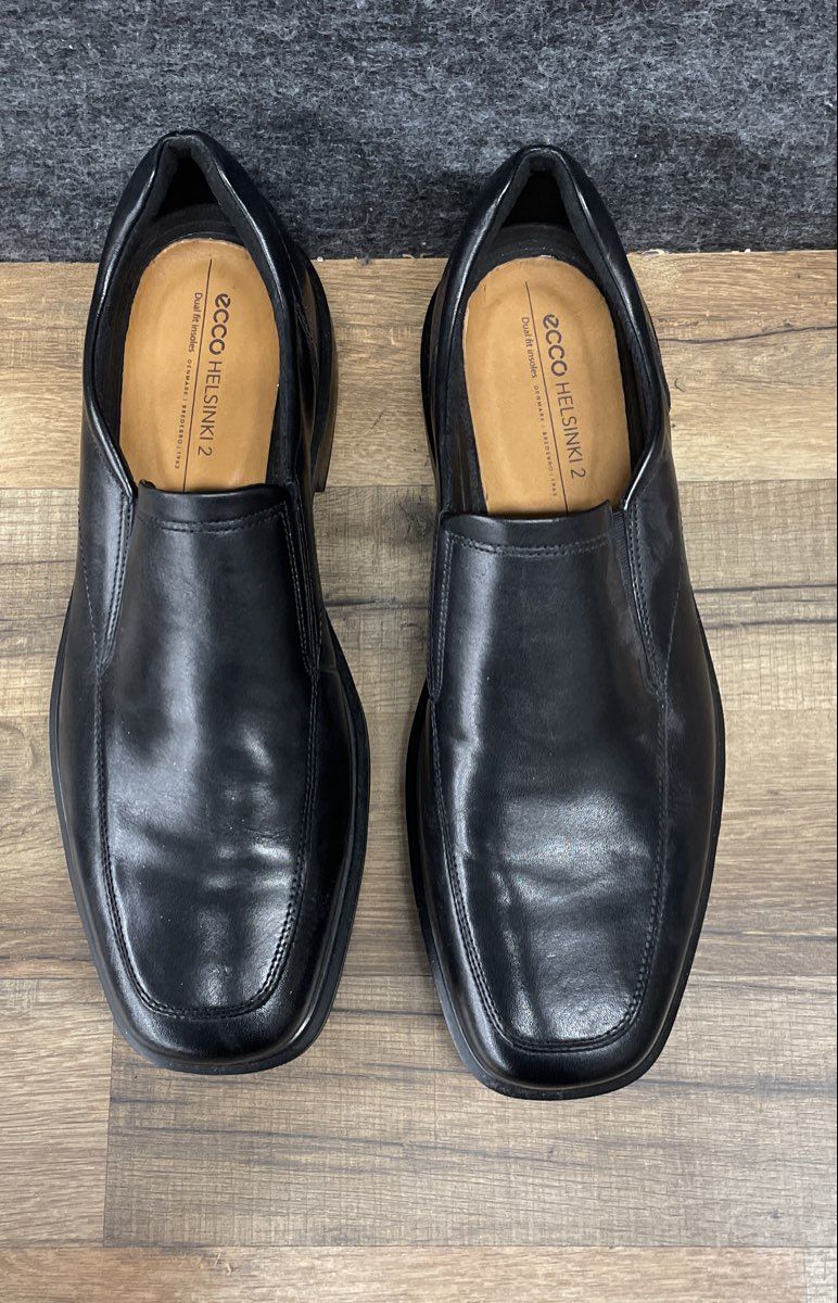 Ecco Helsinki 2 Black Leather Slip-On Dress Shoes Men's Size 12-12.5 EU 46
