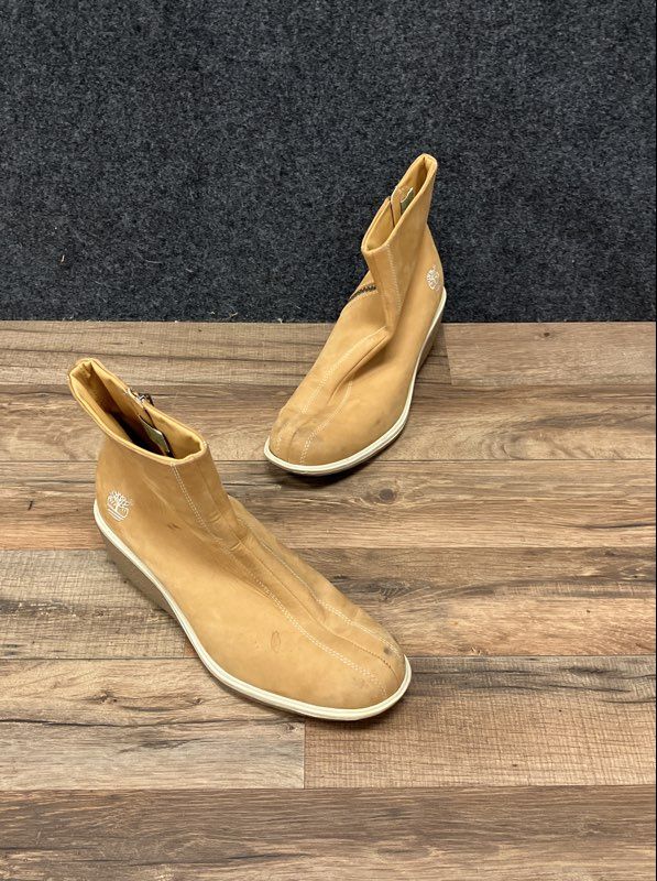 Timberland 37356 Wheat Nubuck Leather Side Zip Wedge Ankle Boots Women's Size 8M