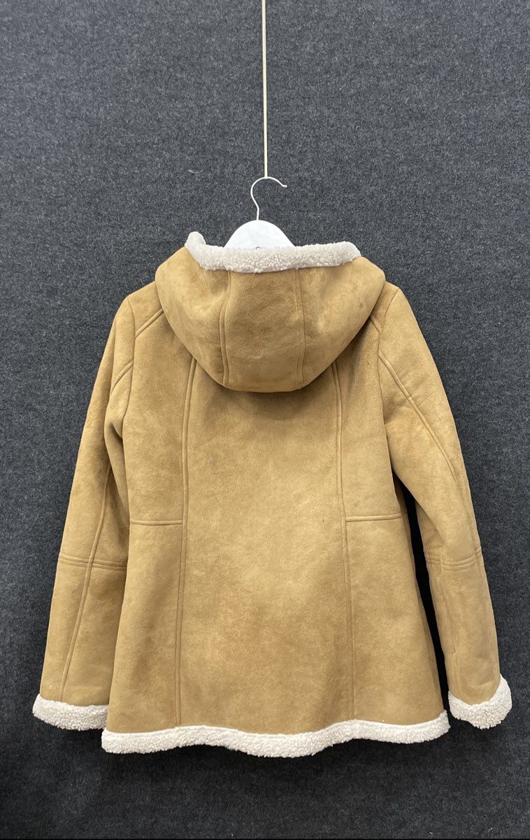 Koolaburra By UGG Women's Chestnut Faux Suede Sherpa Lined Hooded Coat Sz M