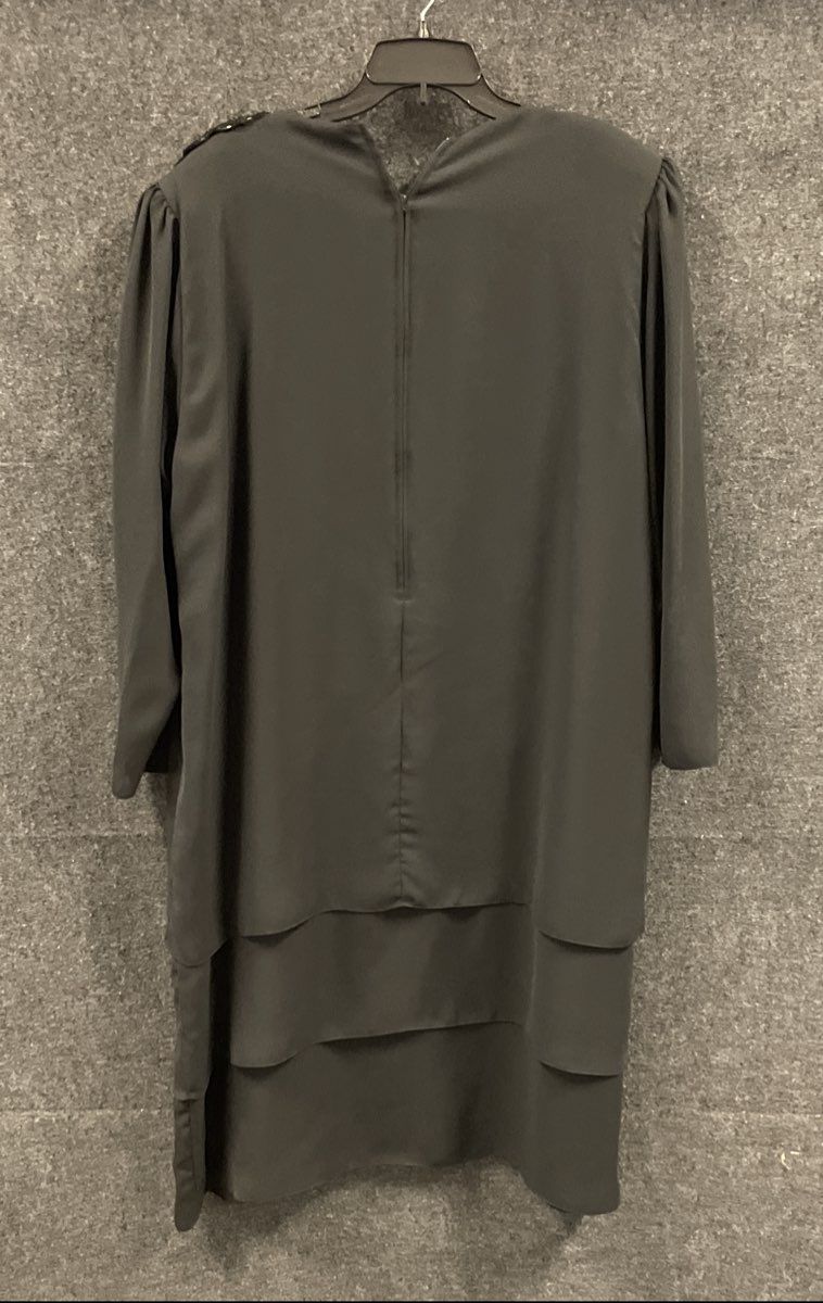 Vintage 90s Justin David Women's Black Beaded Tiered Layered Dress Sz 22W NWT