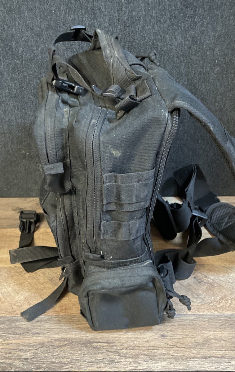 Unbranded Black Tactical Military Style Backpack US Flag MOLLE