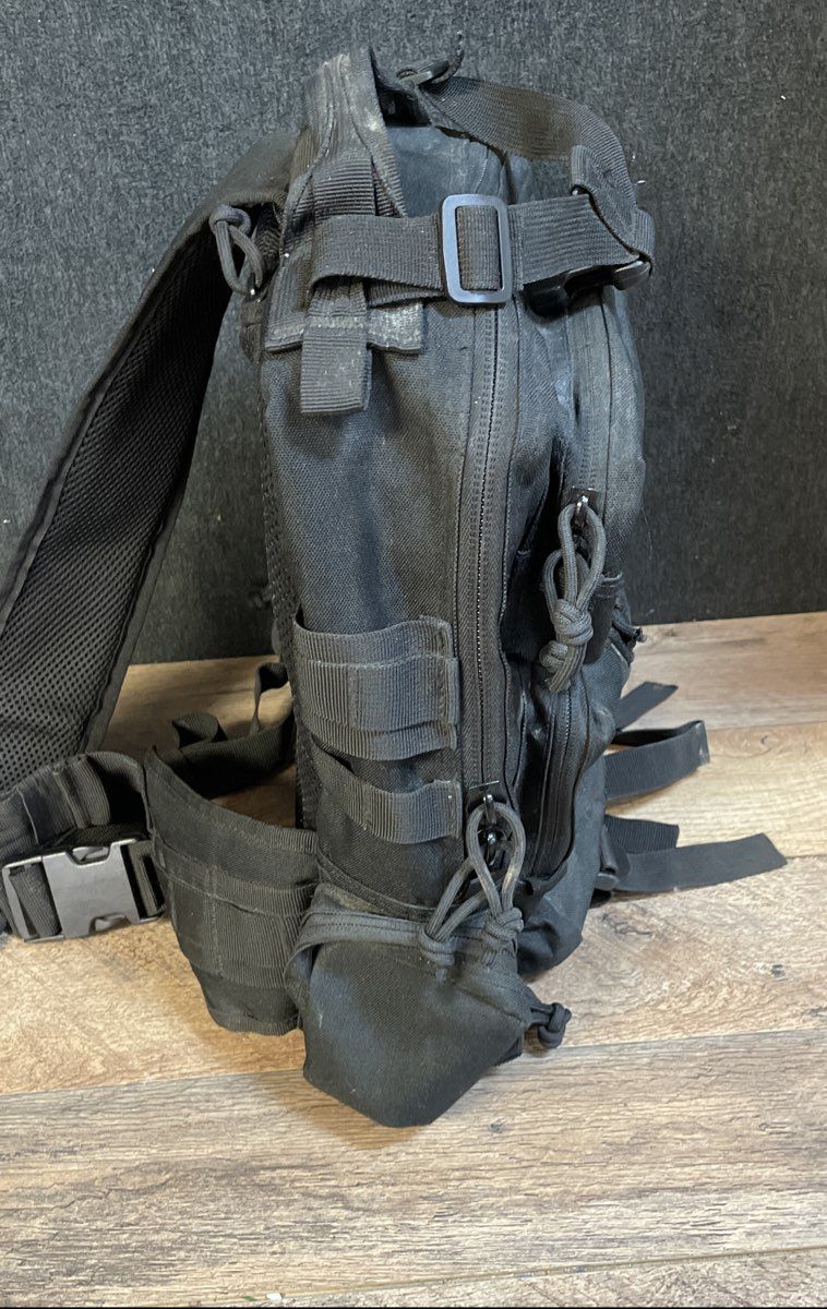 Unbranded Black Tactical Military Style Backpack US Flag MOLLE