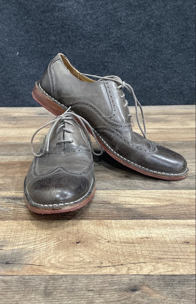 Sebago Brattle Charcoal Gray Leather Wingtip Oxford Shoes Men's Size 11.5D
