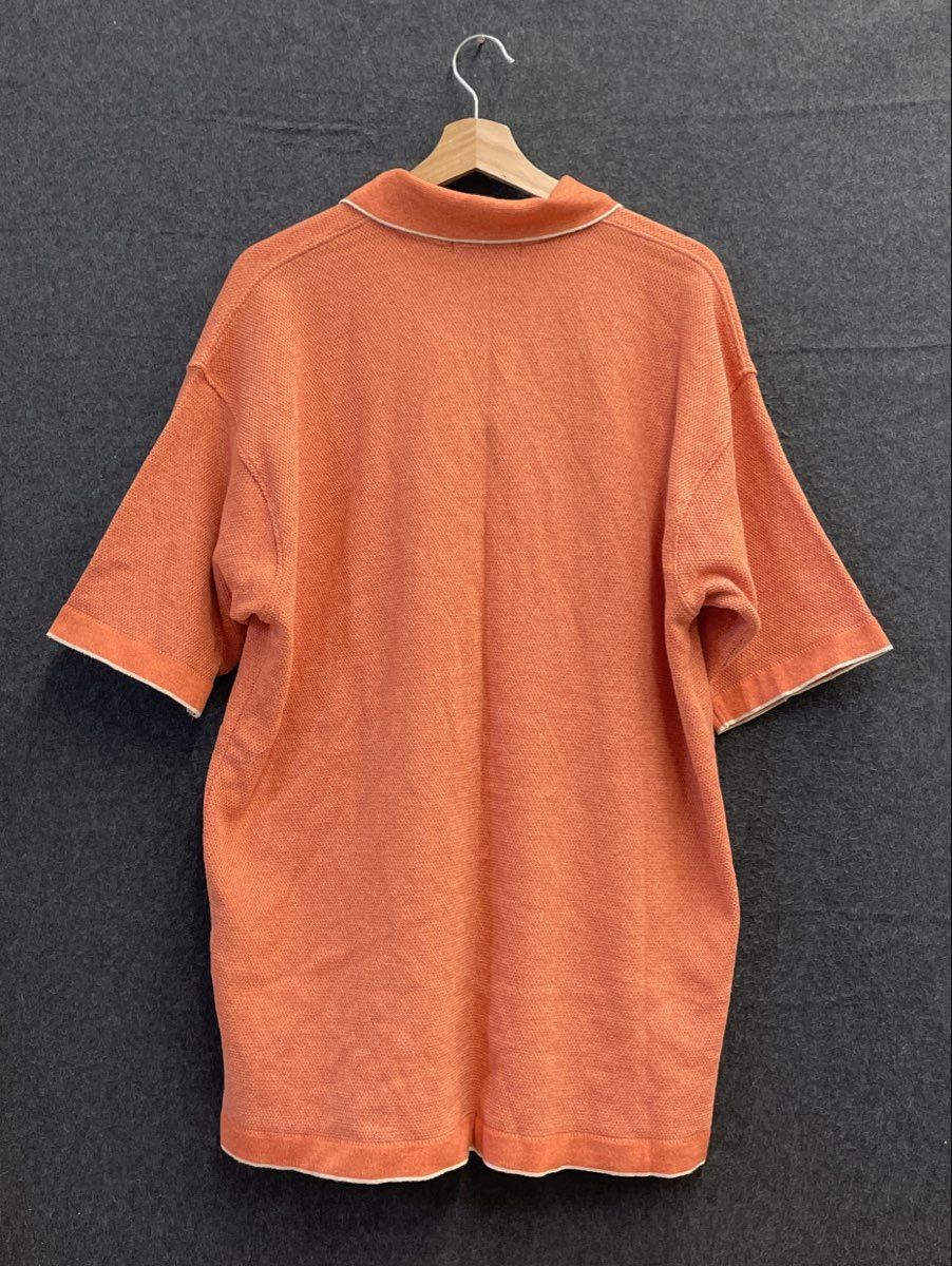 Tundra Men's Vintage 90s Orange Textured Knit 1/4 Zip Short Sleeve Polo Sz XXL