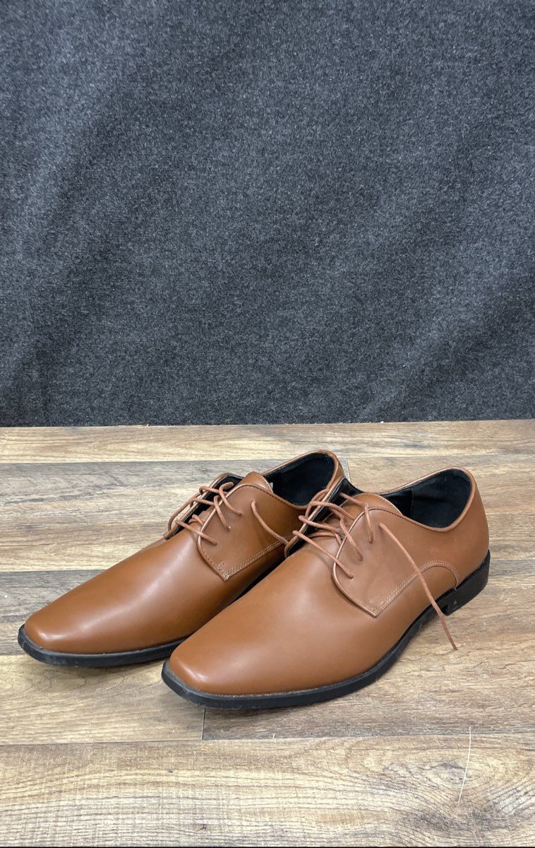 Joseph Abboud Brown Faux Leather Square Toe Derby Dress Shoes Men's Size 14M