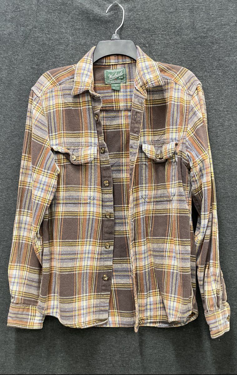 Woolrich Men's Plaid Flannel Button Down Shirt Elbow Patches Cotton Sz S