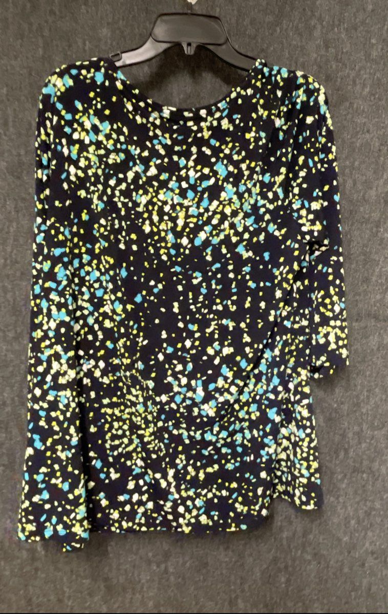 Susan Graver Women's Multi-Color Abstract Print 3/4 Sleeve Top Sz XL A390498