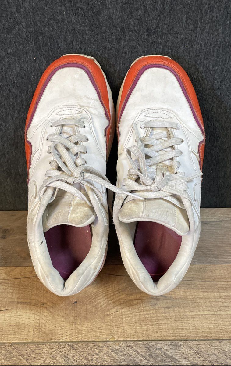 Nike Air Max 1 White Total Orange Fuchsia Women's Running Shoes Size 8
