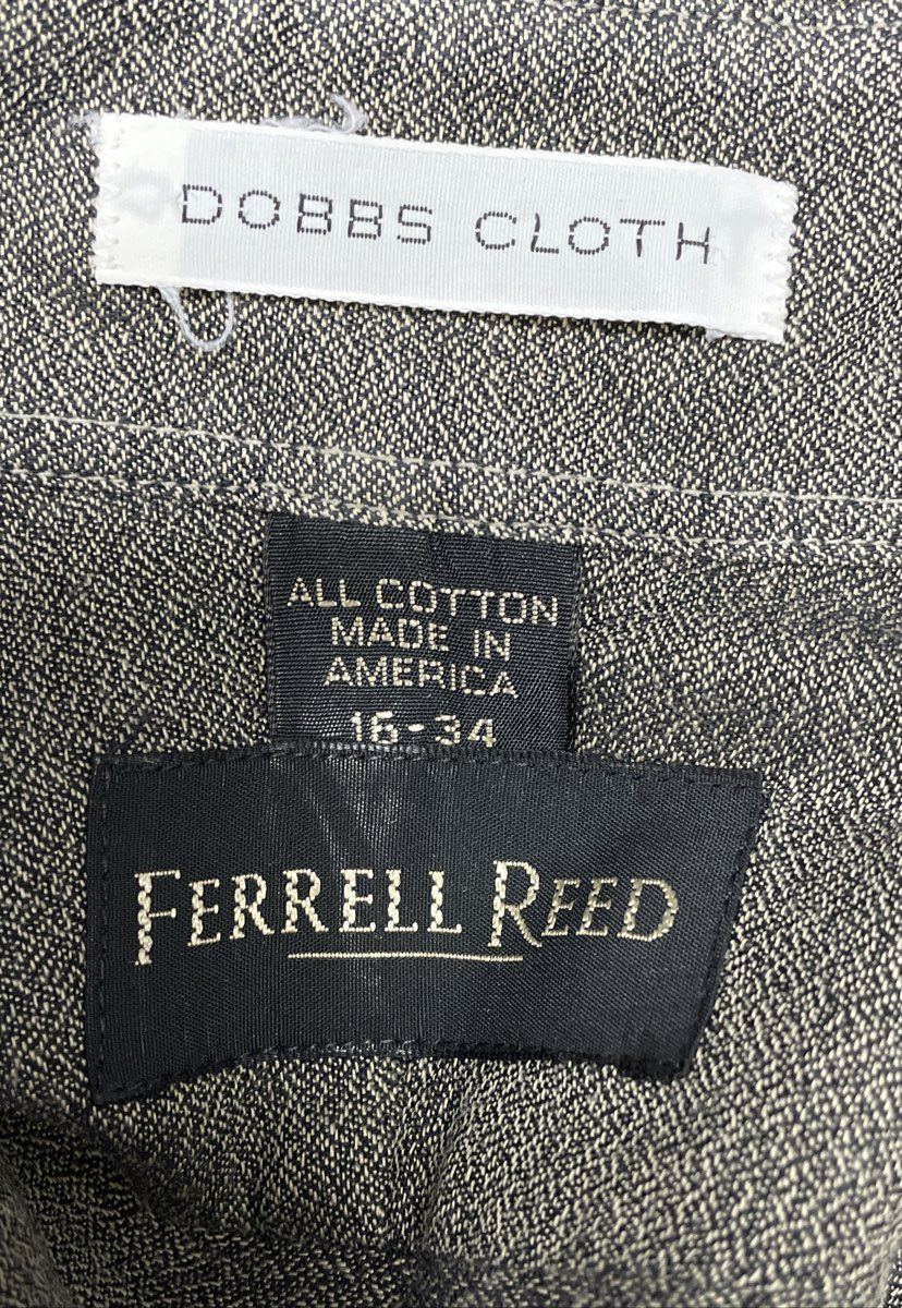 Vintage Ferrell Reed Men's Olive Gray Dobbs Cloth Button Up Shirt USA Sz 16-34