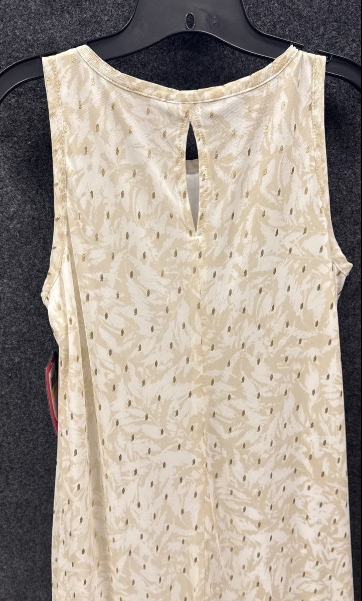 Vince Camuto Women's Natural Sand Floral Metallic Fleck Maxi Dress Sz PM NWT