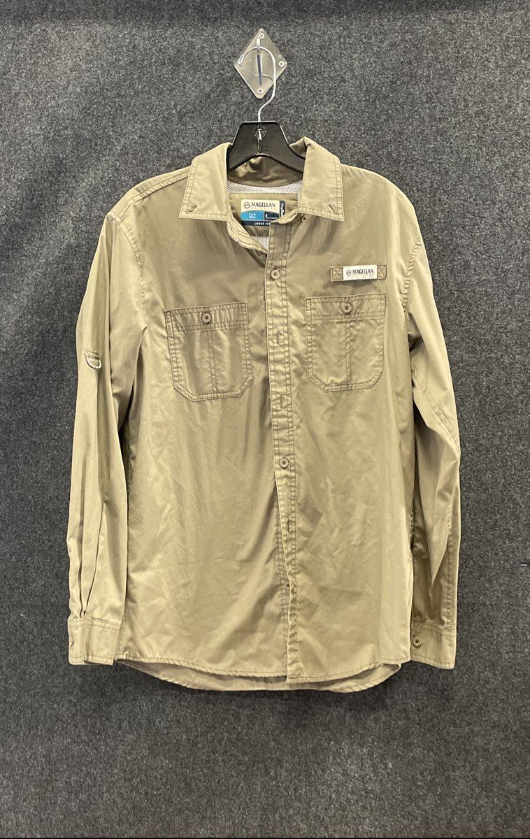 Magellan Men's Beige Fish Gear Loose Fit MagShield Fishing Shirt Sz S