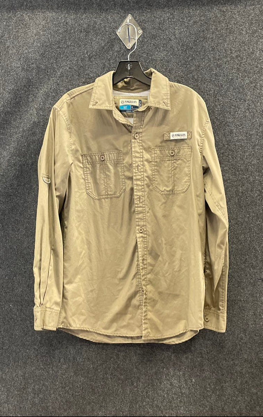 Magellan Men's Beige Fish Gear Loose Fit MagShield Fishing Shirt Sz S