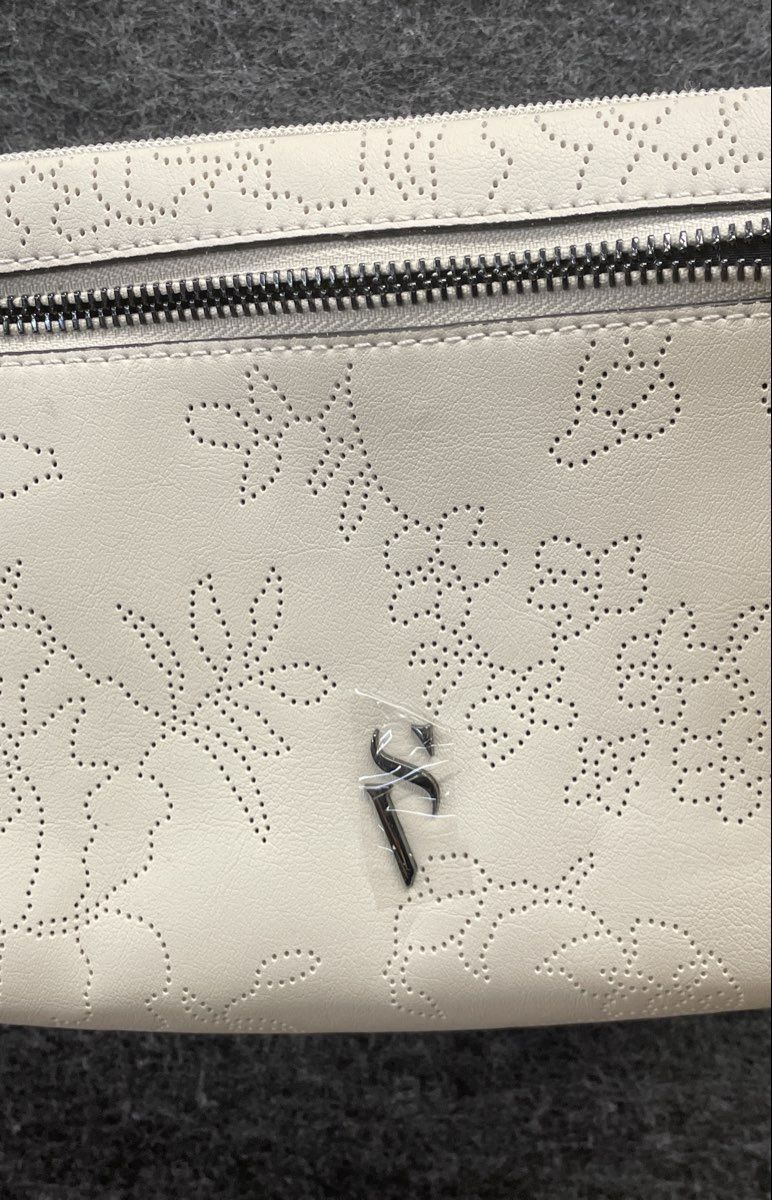 Simply Vera Wang Cream Perforated Floral Crossbody Bag Pewter Hardware