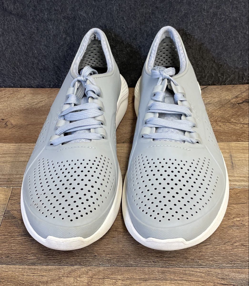 Crocs LiteRide Pacer Grey White Men's Lace Up Sneakers Size 10