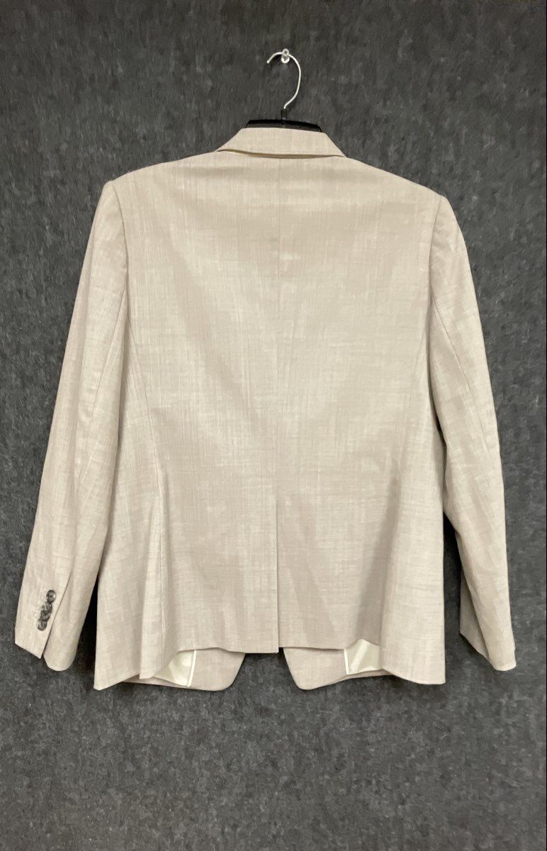 Ann Taylor Women's Blazer Beige Textured Single Button Suit Jacket Sz 12P