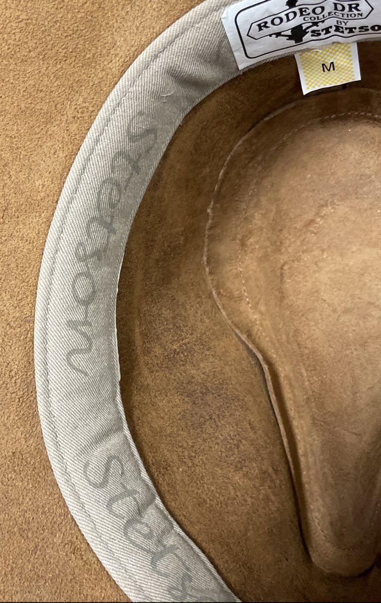 Vintage 90s Stetson Rodeo Dr Collection Tan Suede Concho Cowboy Hat Sz M