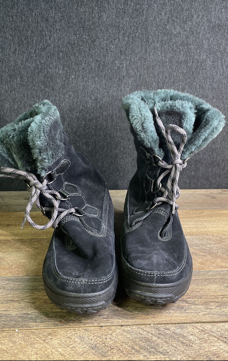 Timberland Mukluk Black Suede Faux Fur Lace Up Boots Women's Size 8.5M