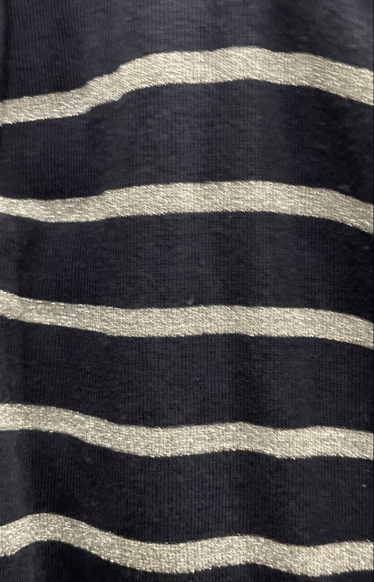 Chaps Women's Petite Blue Silver Metallic Striped Square Neck Top NWT Sz PXL