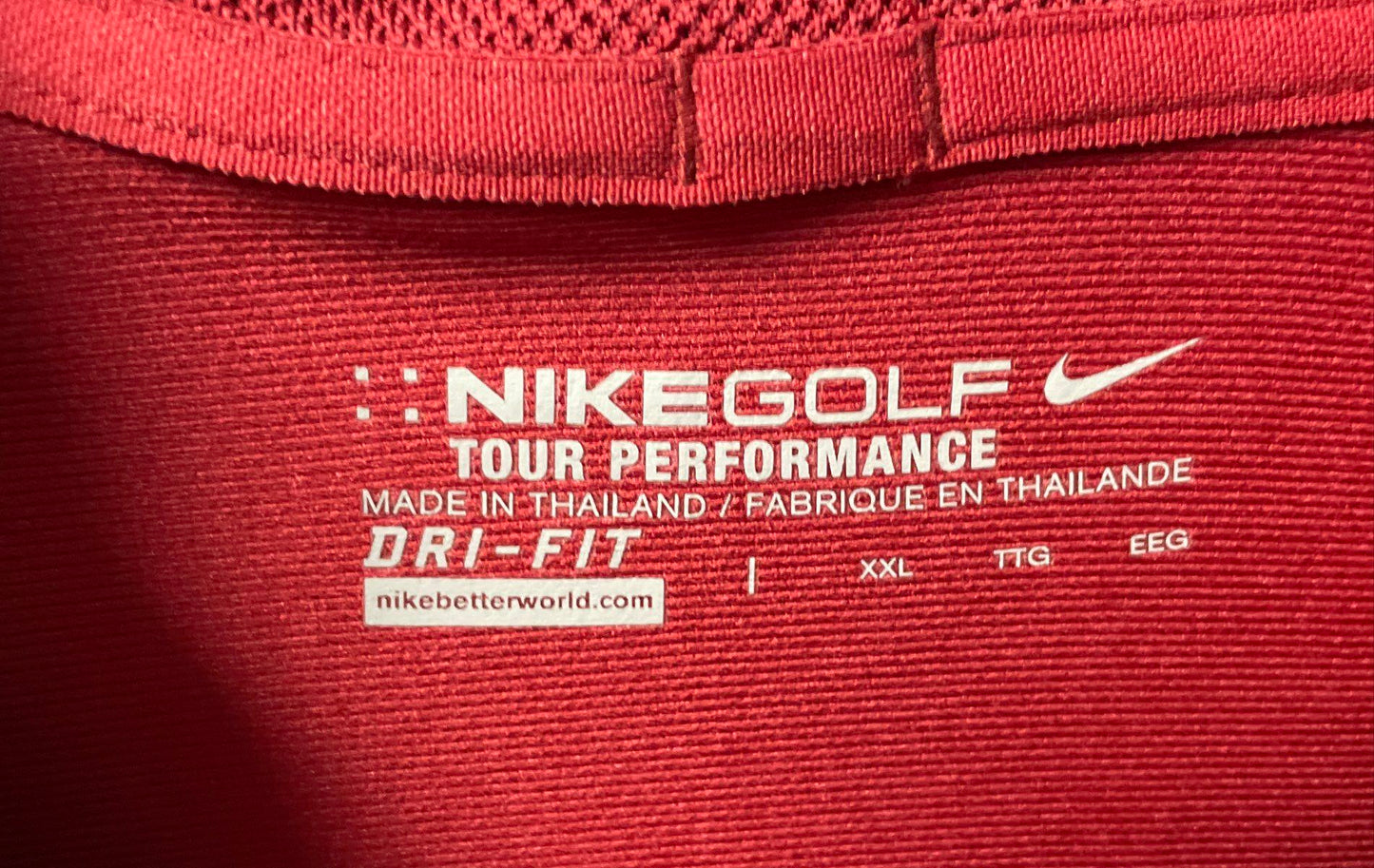 Nike Golf Men's Red Tour Performance Dri-FIT Polo Shirt White Accent Sz XXL