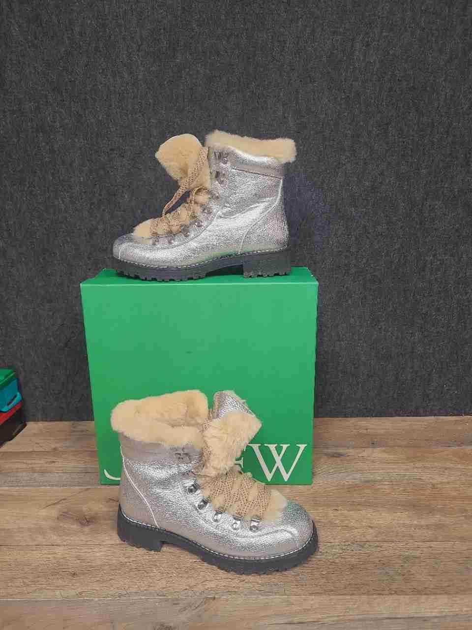 J.Crew Metallic Leather Pieced Nordic Boot Metallic Silver Women's Size 8