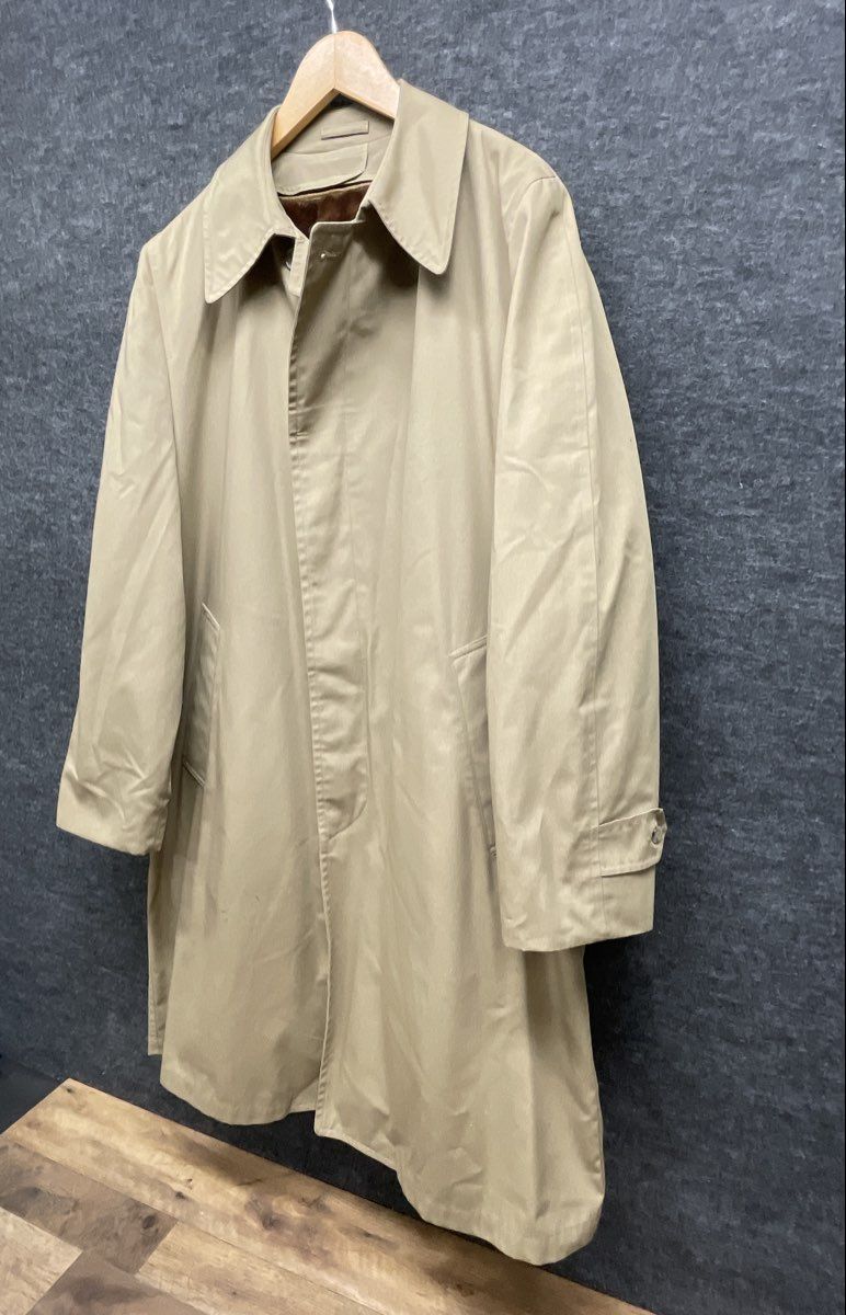 Vintage 80s London Fog Men's Tan Maincoat Trench Coat Zip-Out Liner Sz 42 Long