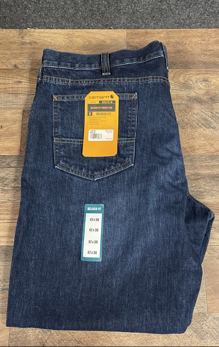 Carhartt Men's Relaxed Fit 5-Pocket Jeans Dark Wash Sz 42x30 NWT