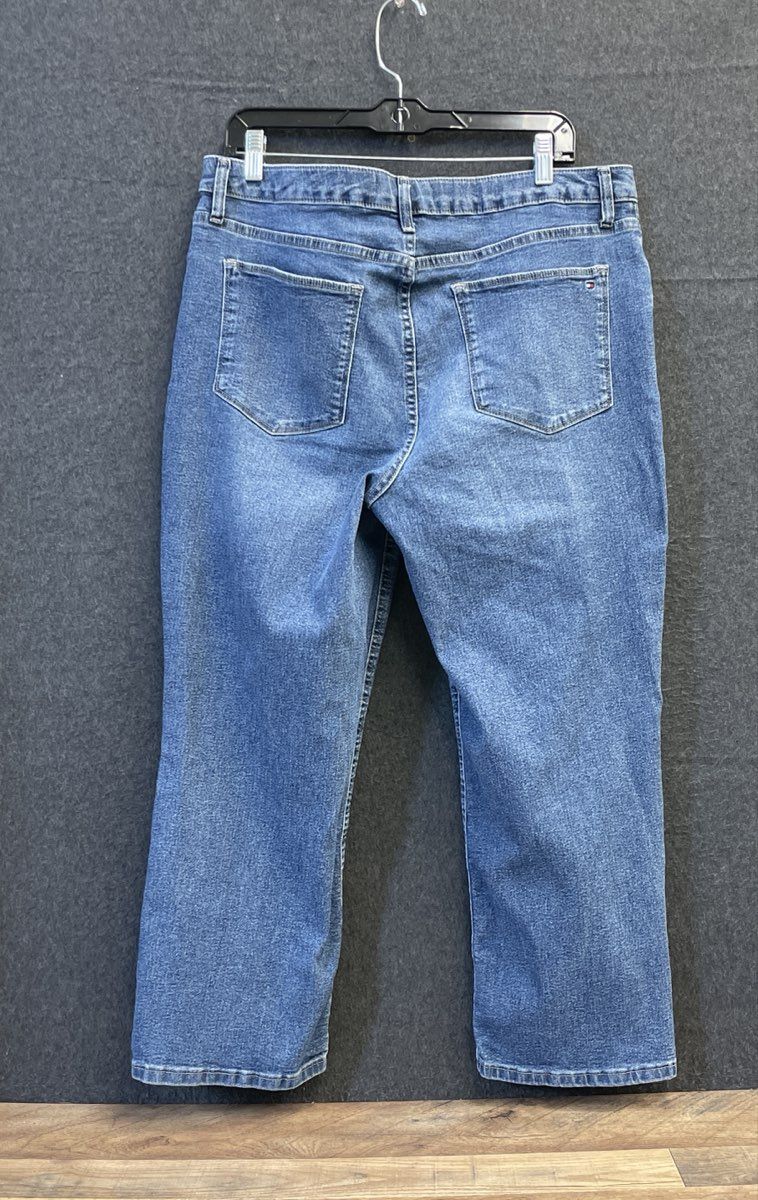 Tommy Hilfiger Women's Blue Straight Leg High Rise Stretch Denim Jeans Sz 16P