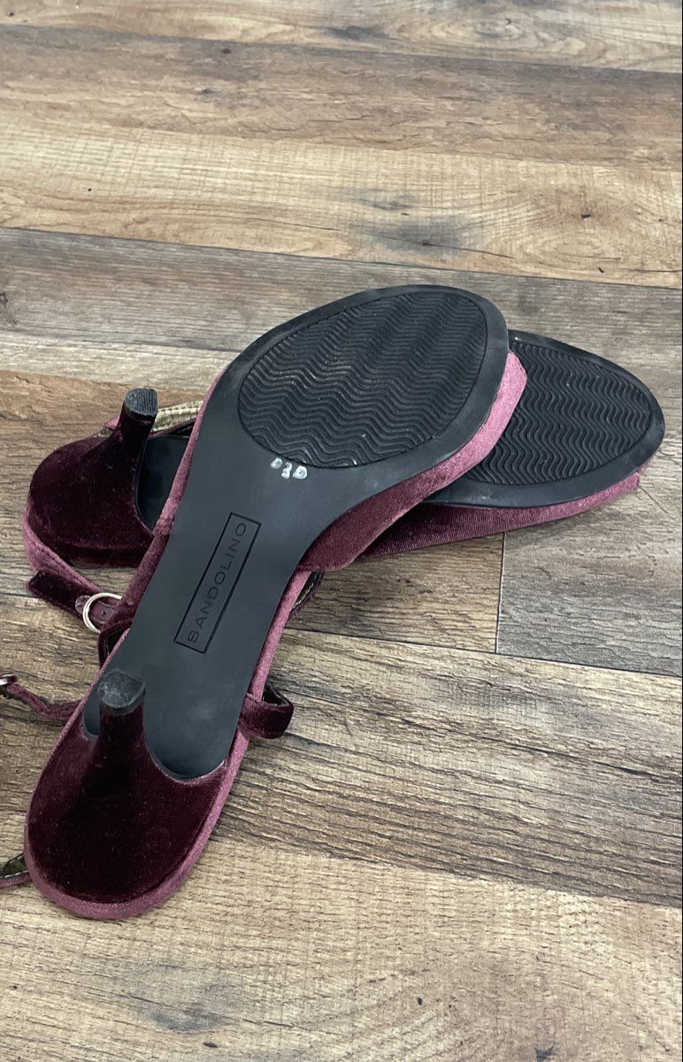 Bandolino BD7NOSSA Magenta Velvet Peep Toe Slingback Kitten Heels Size 9.5M