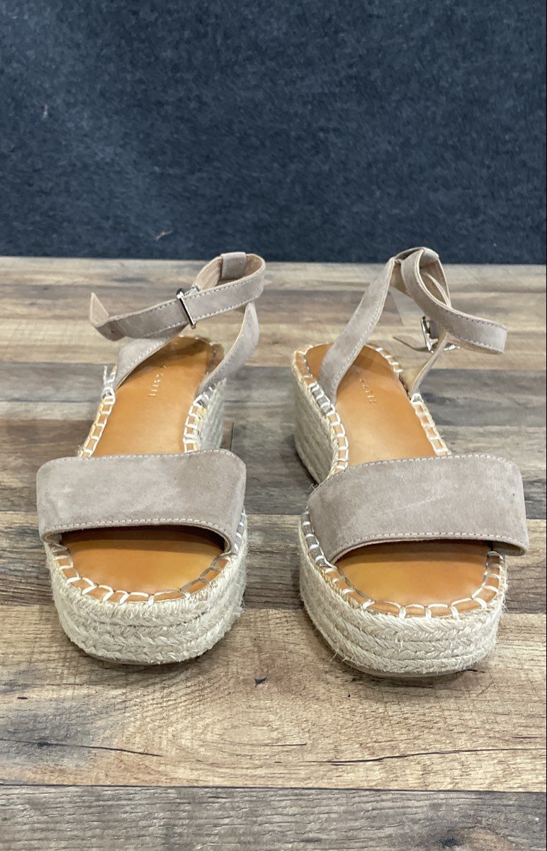 Kelly & Katie Taupe Ankle Strap Espadrille Wedge Sandals Women's Size 7.5 M