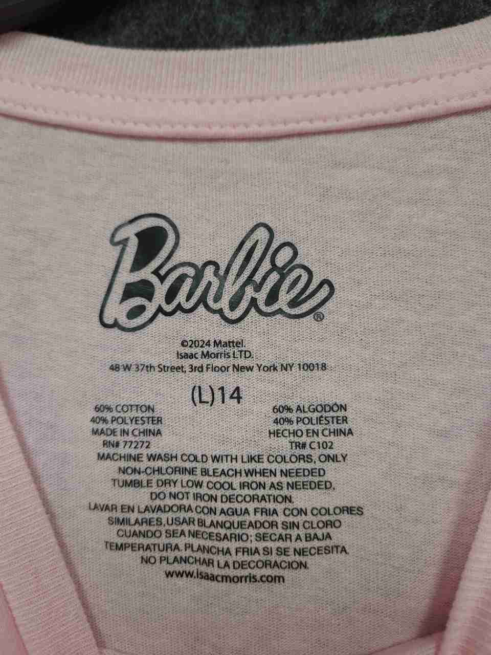 Barbie Girls Pink Glitter Heart Leopard Print Short Sleeve T-Shirt NWT Size 14