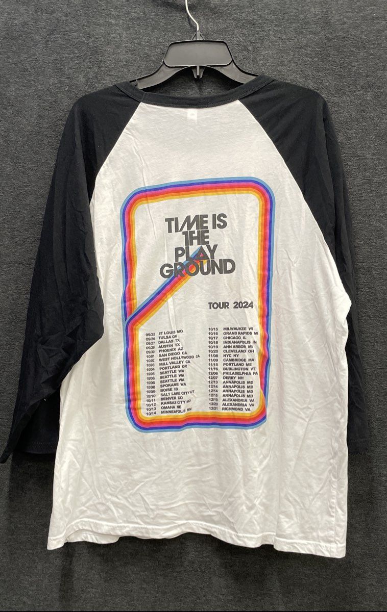 Carbon Leaf Men's 2024 Tour Raglan Baseball T-Shirt White Black Graphic Sz 2XL
