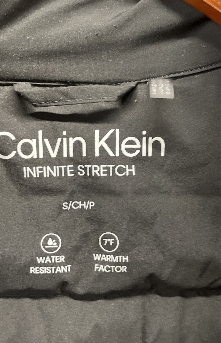 Calvin Klein Women's Black Infinite Stretch Puffer Coat Hooded Sorona Aura Sz S