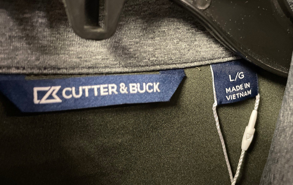 Cutter & Buck Men's Stealth Full Zip Jacket Green Gray Hybrid Mock Neck NWT L