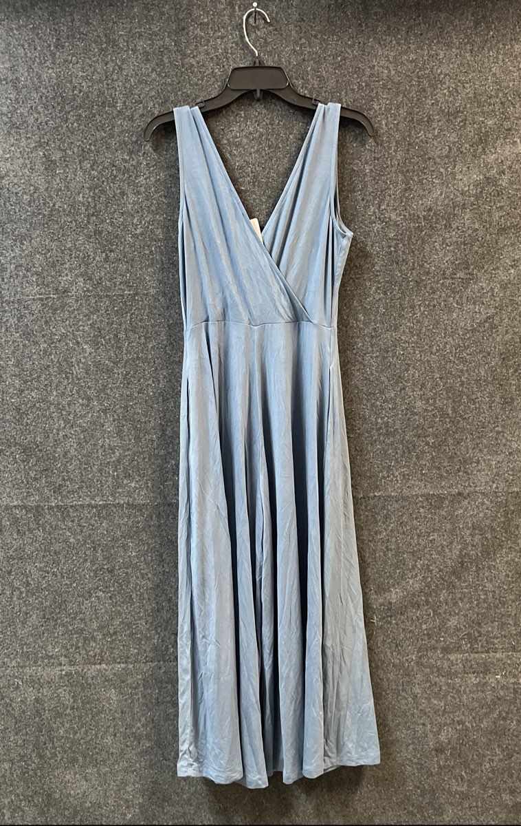 Final Touch Women's Blue Surplice Wide Leg Jumpsuit Romper NWT Sz L