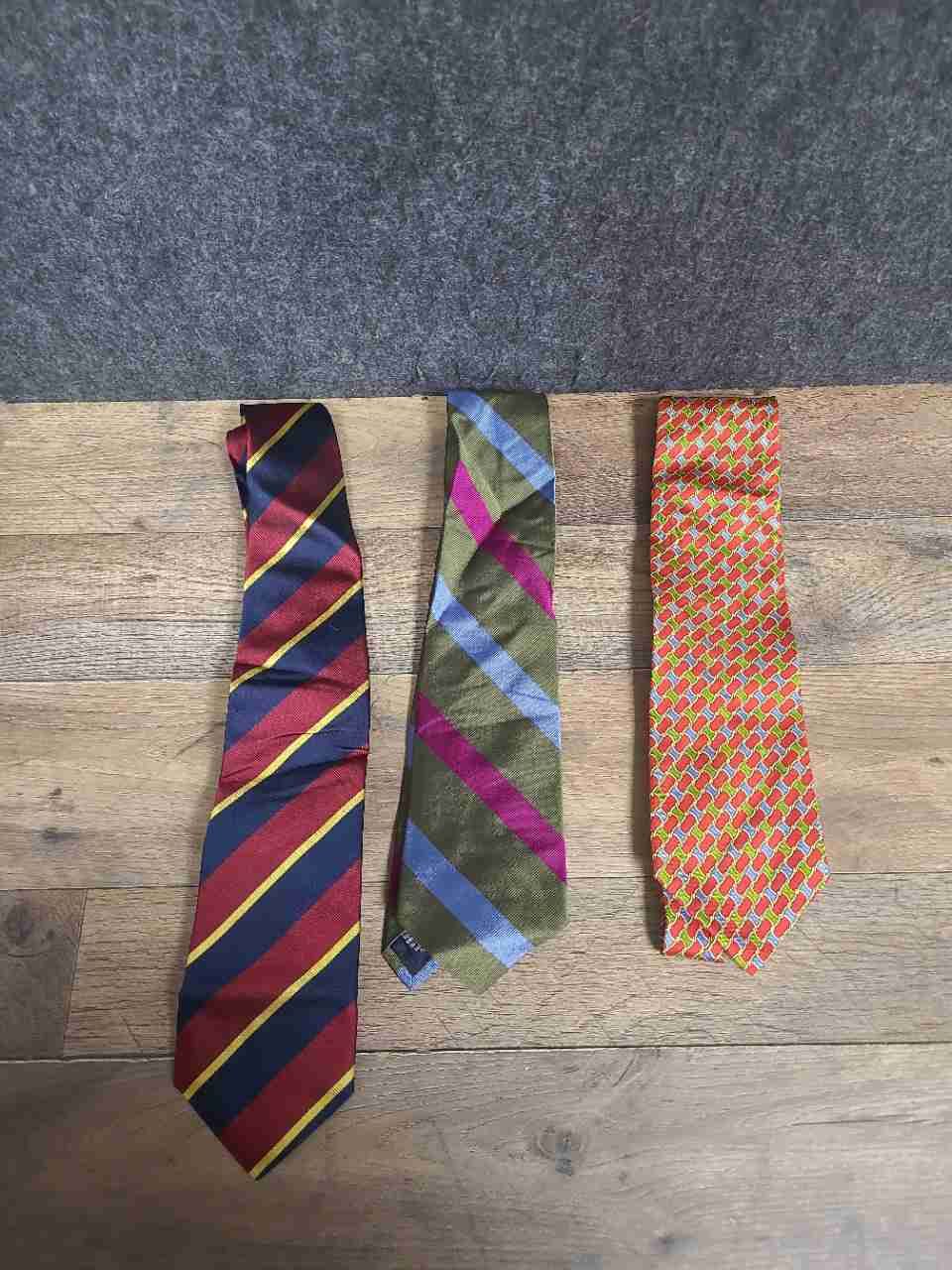 Burberrys Lands' End Men's Silk Tie Lot 3 Vintage 90s Striped Geometric