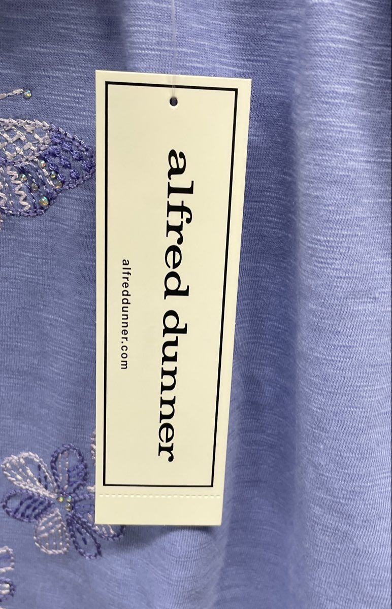 Alfred Dunner Women's Purple Butterfly Embroidered Top Santa Fe 2025 Sz L NWT