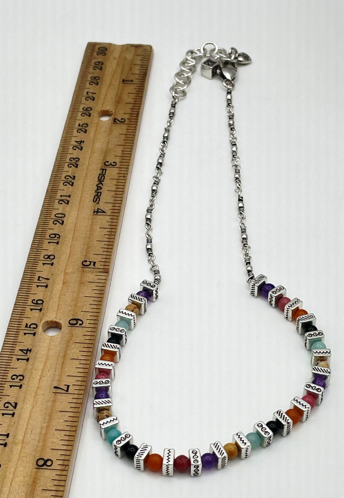 Brighton Silver Tone Multicolor Confetti Bead Necklace 22.9g