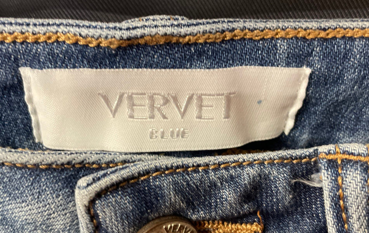 Vervet Blue Women's High Rise Straight Leg Light Wash Distressed Raw Hem Sz 27